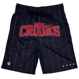 Crooks & Castles Men's Pinstripe Mesh Chicago Bulls Theme Basketball Shorts